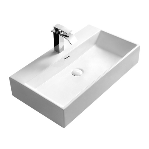 Ceramic Wall-Mounted Sink with Simple Suspended Design, Single Basin Vanity Sink for Balcony