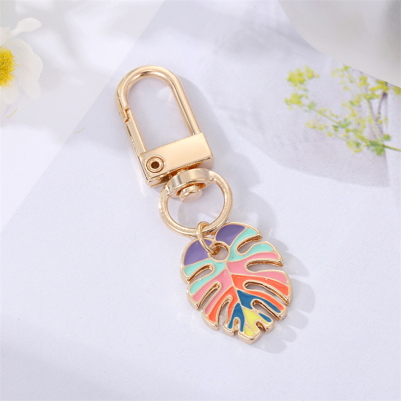 Colorful Oil Mushroom Feather Keychain Dried Flower Leaves Bag Pendant Accessories display picture 3