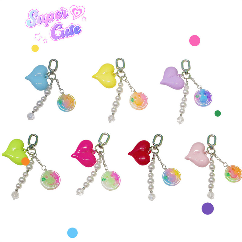 Clear Sky Smile Keychain Niche Ins Style Japanese and Korean Dopamine Girl Heart Phone Accessory Bag Chain for Women