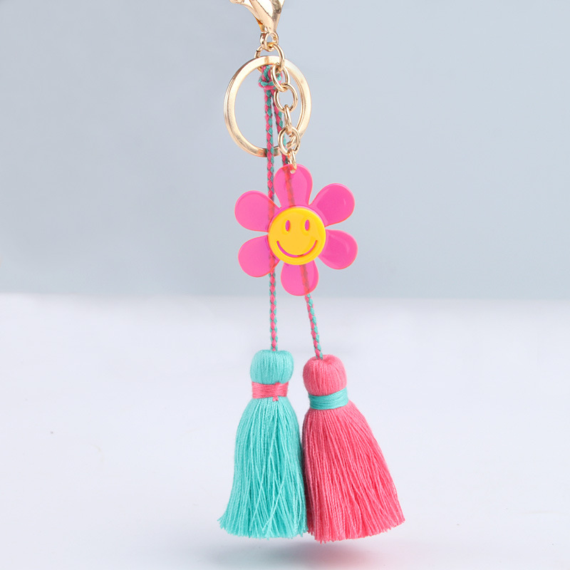 originality Cartoon Sunflower Smiling face the republic of korea tassels Key buckle Pendant Sun flower Bag tassels Pendants customized