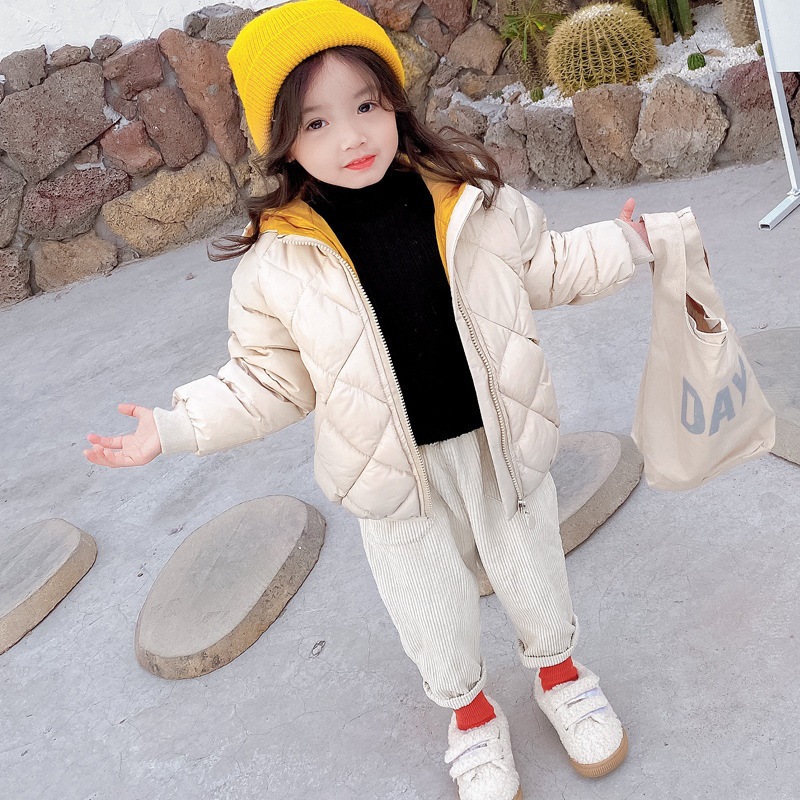 Abrigo acolchado de algodón para niños de otoño e invierno para niños y niñas Abrigo con capucha engrosada forrado de vellón estilo coreano Abrigo acolchado de algodón para niños corto
