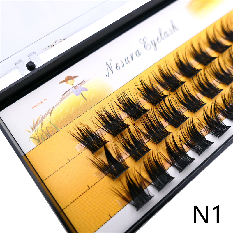 Estilo europeo y americano segmentado pestañas postizas ultrafino tallo natural curling individual injerto pestañas trilogía pestañas postizas