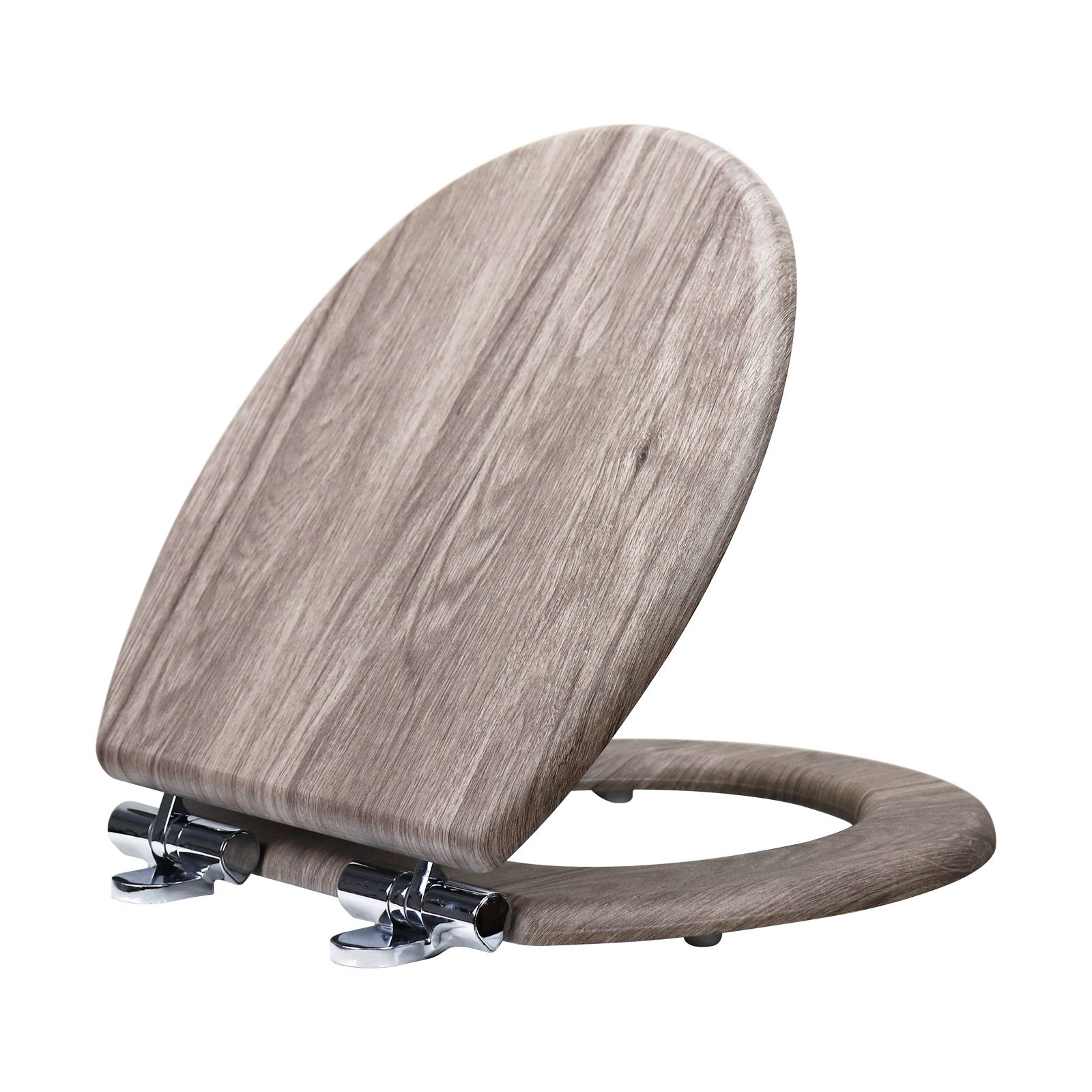 Fábrica directa de 17 pulgadas tablero de densidad madera MDF cubierta de inodoro cinta de pvc pegado corteza de madera gris caer lentamente
