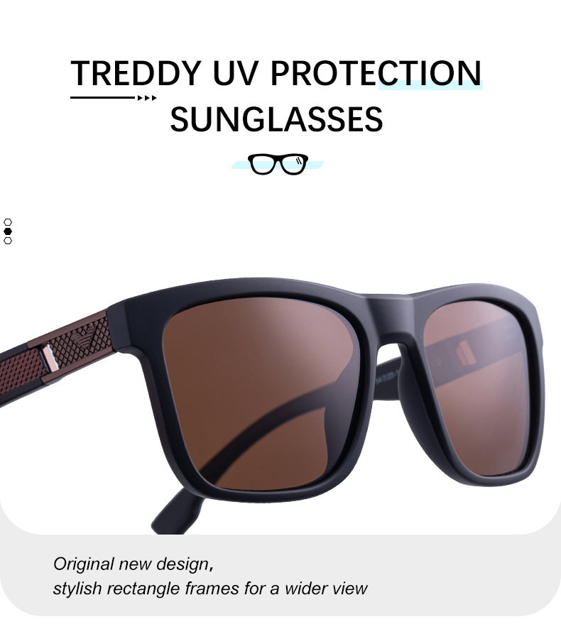 Neue modische eckige polarisierte Sonnenbrillen für Männer - persönlicher Trendy-Look mit Premium-Gefühl, UV-Schutz für draußen und Angeln, Herren-Sonnenbrille für den Export