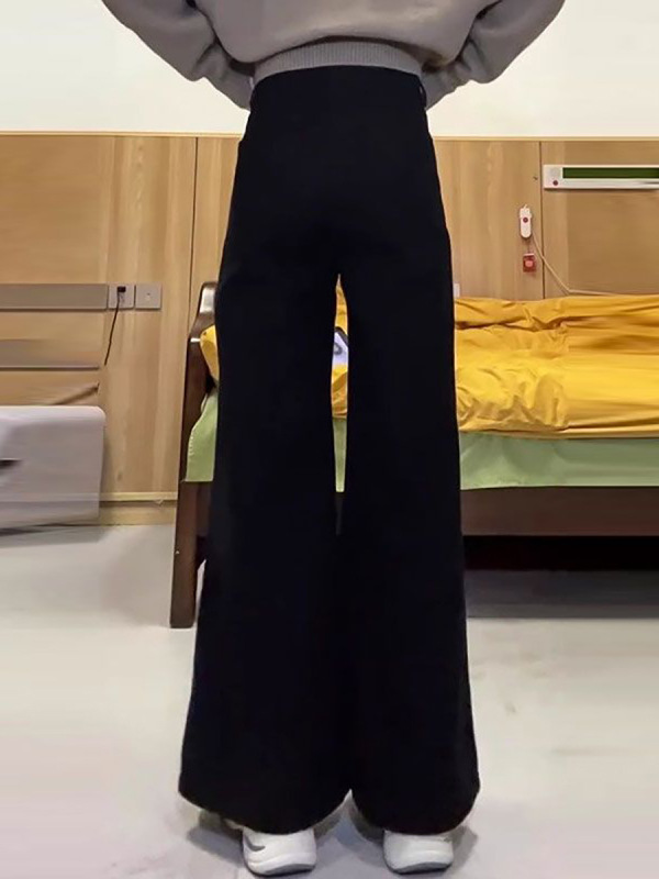 黑色微喇阔腿牛仔裤女秋季新款大码胖mm宽松显瘦梨形身材喇叭裤子|undefined