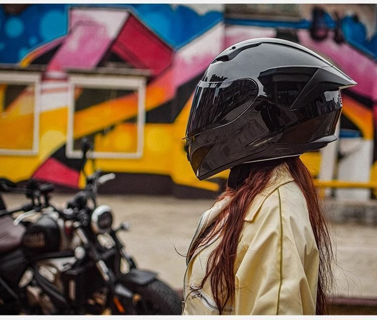 Motorcycle Full-Face Helmet for Men, 3C Certified, Racing Style, All-Season Universal, Personalized Motorcycle Riding Full-Cover Warm Helmet for Women