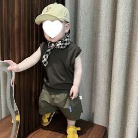 男宝宝夏装衣服婴幼儿夏季薄款无袖背心短裤套装凉快外出两件套潮