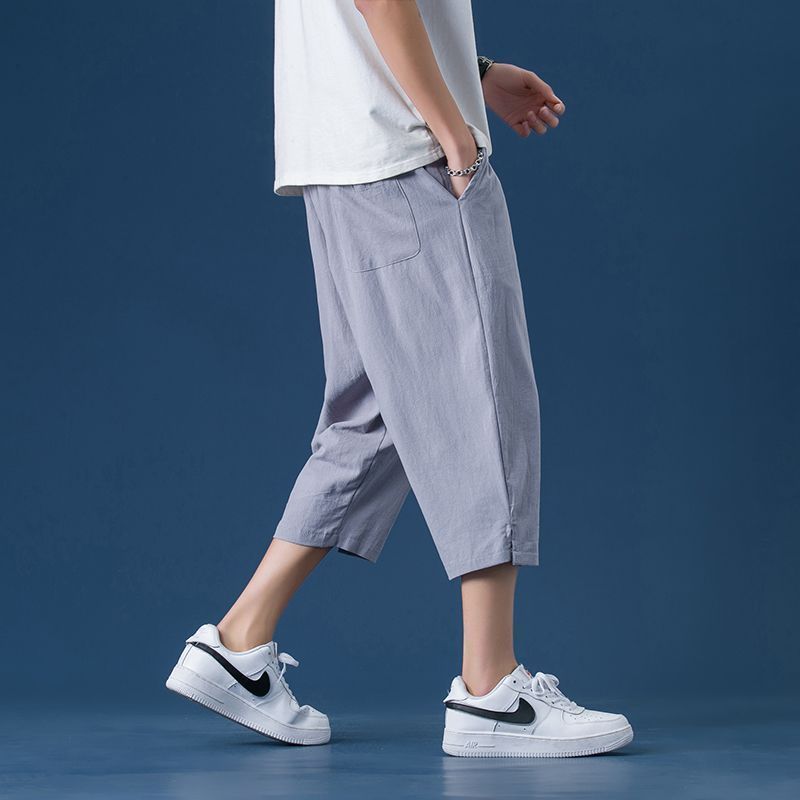 Pantalones de lino pantalones cortos para hombres pantalones cortos de verano Pantalones delgados de lino de algodón Pantalones deportivos casuales pantalones sueltos rectos