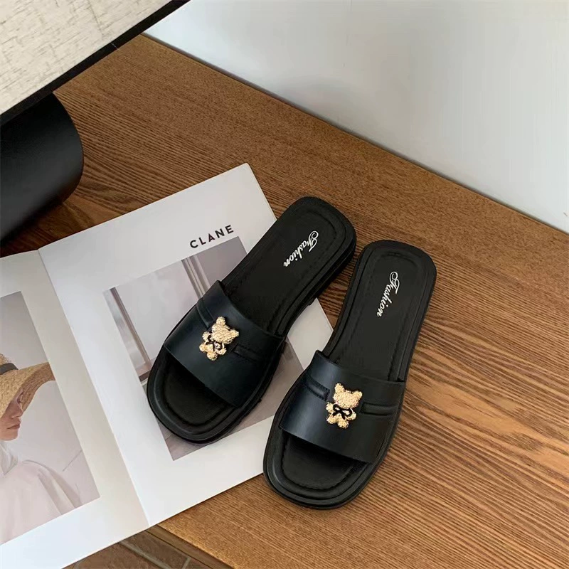 Мюли женские плоские универсальные пляжные, стиль Chanel, модные для улицы