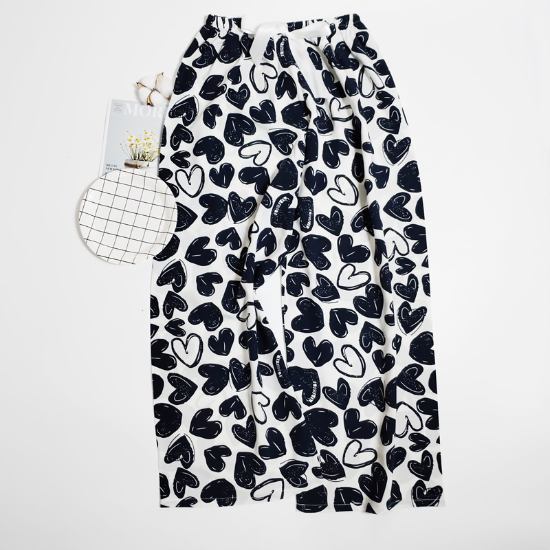 Pantalones de pijama de verano Source 45 de algodón y seda, pantalones anchos de nueve puntos para mujer, finos, talla grande, pantalones holgados para aire acondicionado, pantalones de playa