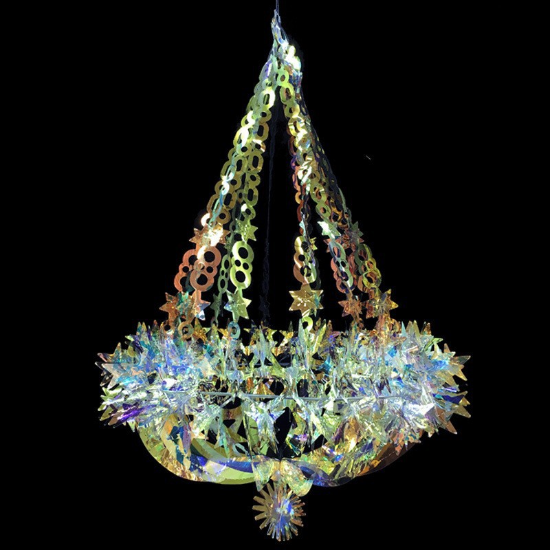 Colorido gran cesta colgante alas cesta de la flor colorido brillante láser colgante de Navidad