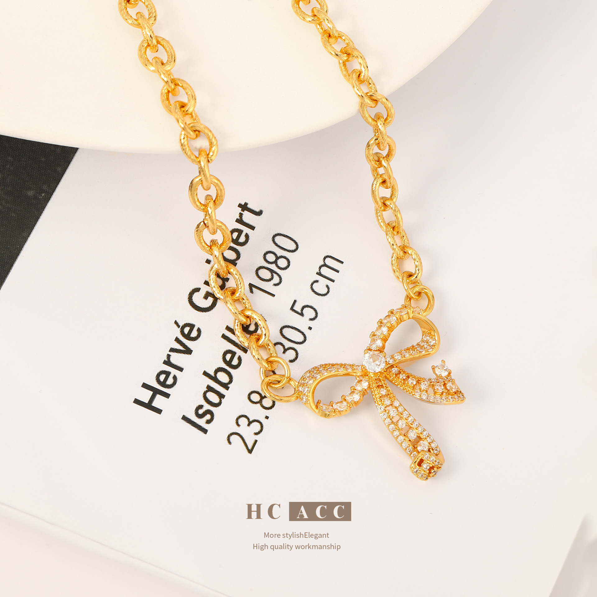european-and-american-hot-selling-design-sense-copper-plated-real-gold-bow-necklace-with-zircon-fashion-exquisite-elegant-versatile-necklace european-and-american-hot-selling-design-sense-copper-plated-real-gold-bow-necklace-with-zircon-fashion-exquisite-elegant-versatile-necklace