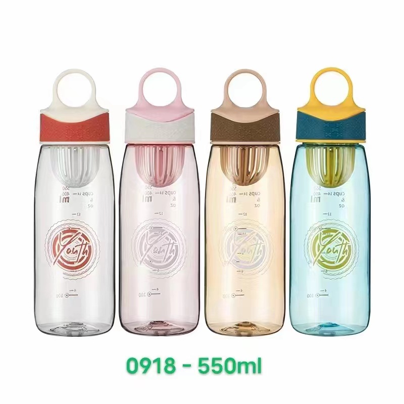 Tianyi 0918 taza portátil clásico simple taza de plástico con colador 550ml anillo portátil de plástico estudiante de agua