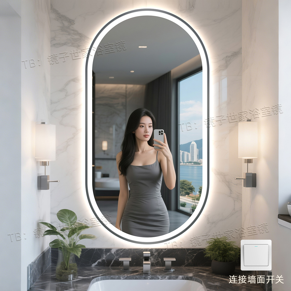 Espejo de baño de hotel de estrellas iluminación led espejo inteligente marco de aluminio inodoro espejo anti-nebble inodoro tipo de pared