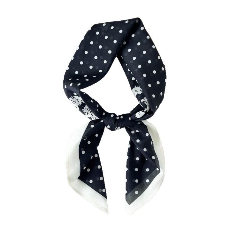 Pañuelo cuadrado de algodón de seda de lunares de arte japonés, bufanda de seda, bufanda ligera de primavera y verano para mujer, bufanda de estilo occidental, bufanda de protección solar, pañuelo en la cabeza