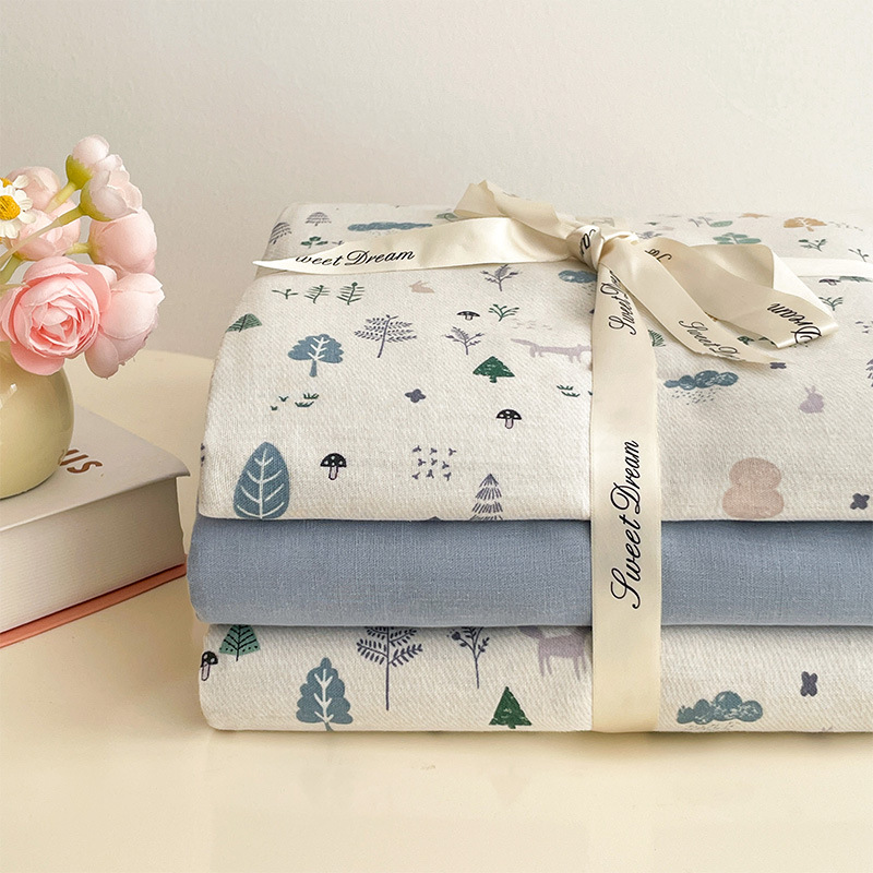 Nuevo juego de cuatro piezas de cama de hilo de doble capa Clase A, algodón puro, 2025, nuevo juego de sábanas con funda de edredón, ropa de cama de tres piezas