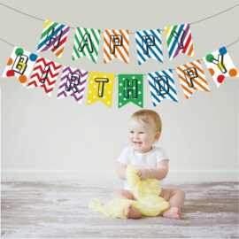 儿童生日场景布置道具生日派对装饰拉旗派对场地布置背景彩旗定制