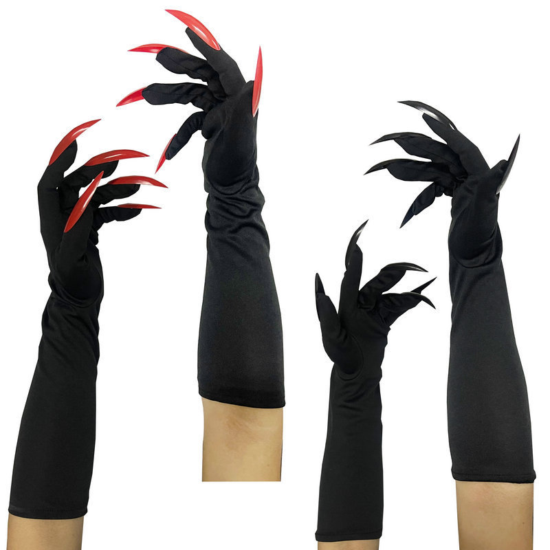 Halloween Gloves Long Nail Gloves Sleeves Vampire Gloves Witch Gloves COS Pack Ghost Claw Gloves Black