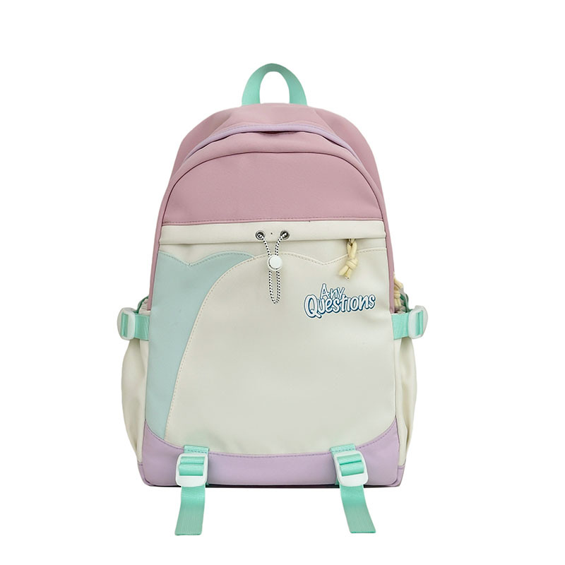 Lightweight Color Block Backpack For School & College - Spacious & Stylish Unisex Bookbag With Cushioned Straps, Multiple Pockets_voghion.com