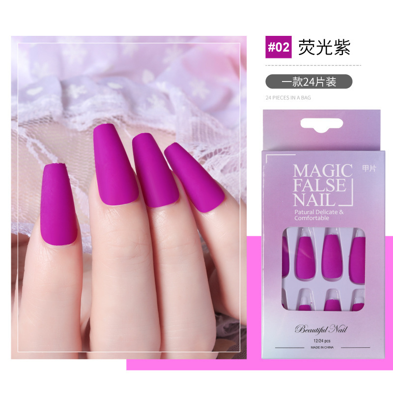 Nueva pieza de esmalte de uñas de desgaste de ballet largo luminoso transfronterizo terminado parche de uñas esmerilado pegamento jalea pieza de uñas falsas