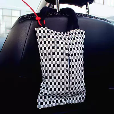 Car tissue box/set – Gift for Girls, High-End Feel - simple-style-black-and-white-small-check-bag