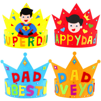 Father's Day gift Nonwoven DIY Hat manual make kindergarten children Puzzle Stick Material package