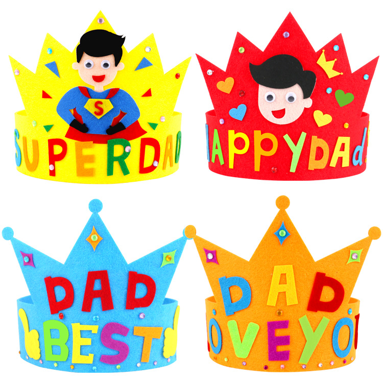 Father's Day gift Nonwoven DIY Hat manual make kindergarten children Puzzle Stick Material package