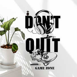 黑白耳机游戏手柄竞技房装饰贴纸电脑间书桌前墙背景贴画PVC墙贴