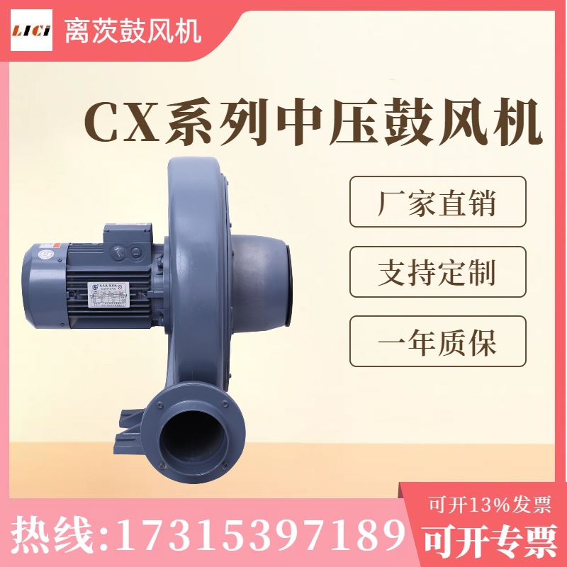 离茨CX-125系变频中压风机 2.2KW透浦式风机 三相220V中压鼓风机