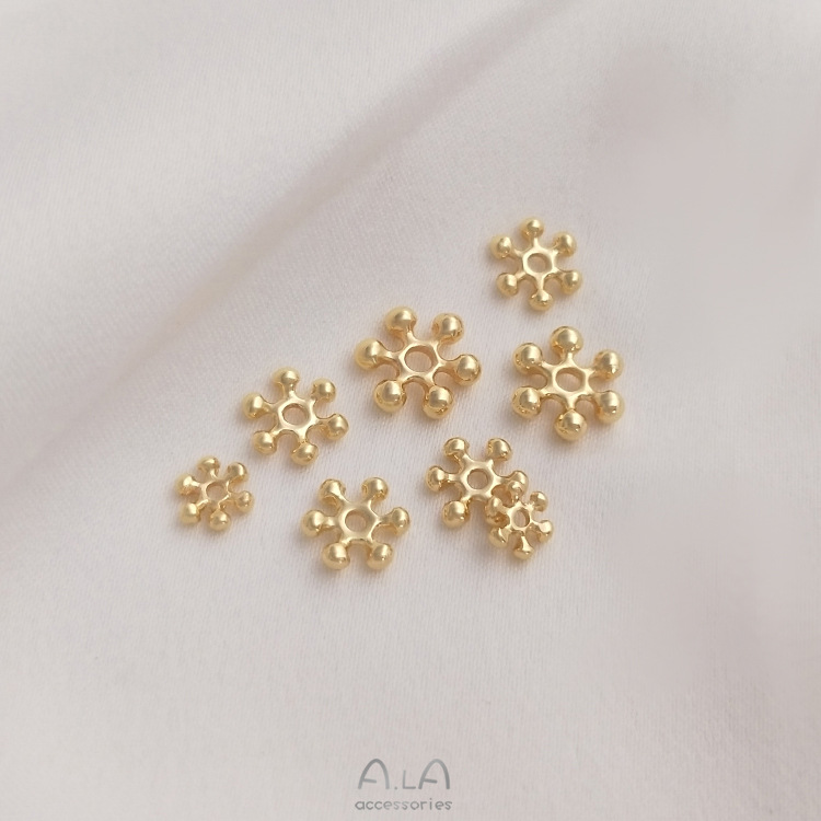 American 14K gold color retaining snowflake exquisite bead spacer handmade diy beaded bracelet necklace accessories