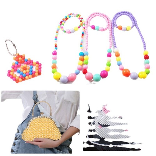 3/4/5/6/8/10/12mm round hole imitation pearl white plastic beads diy beading accessories