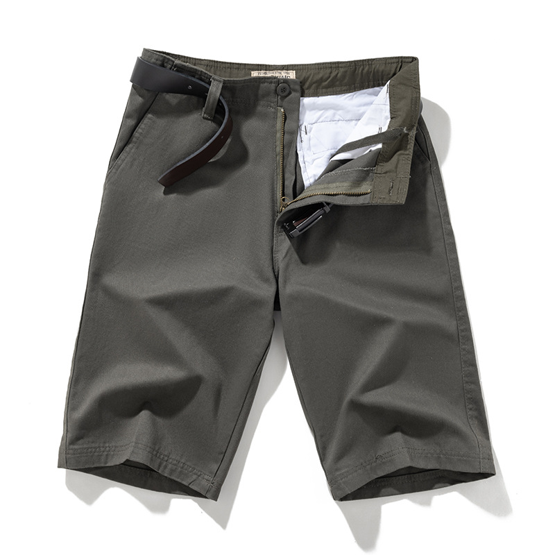 Verano 2022 pantalones cortos de los hombres de color sólido pantalones cortos casuales pantalones de playa de algodón de cuatro bolsillos entrega de una sola pieza