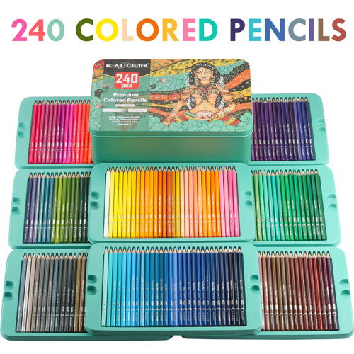 KALOUR 240 Color Oily Colored Pencil Art Painting Pencil Set Cross-Border Hot Selling Colored Lead Set