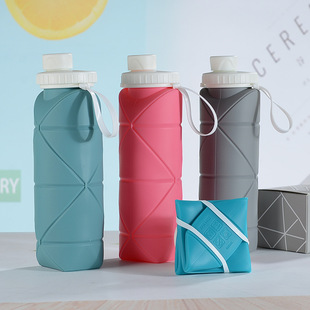 SOURCE manufacturer silicone foldable sports kettle travel telescopic Cup outdoor fitness portable folding water Cup