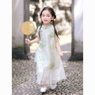 Girls' Cheongsam Dress 2025 Summer New Children's Hanfu Chinese Style Princess Traditional Dress Ancient Style Cheongsam Dress