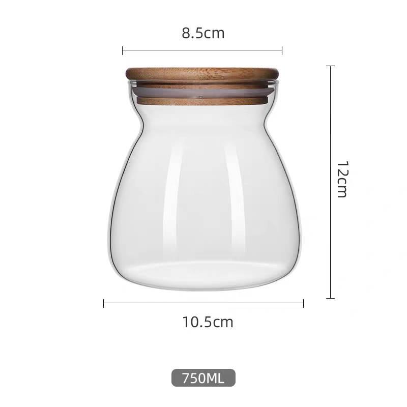 Tanque sellado de vidrio transfronterizo con tapa de bambú Tanque de almacenamiento de vidrio con alto contenido de borosilicato Tanque de almacenamiento de granos de café de grano integral de cocina image 8