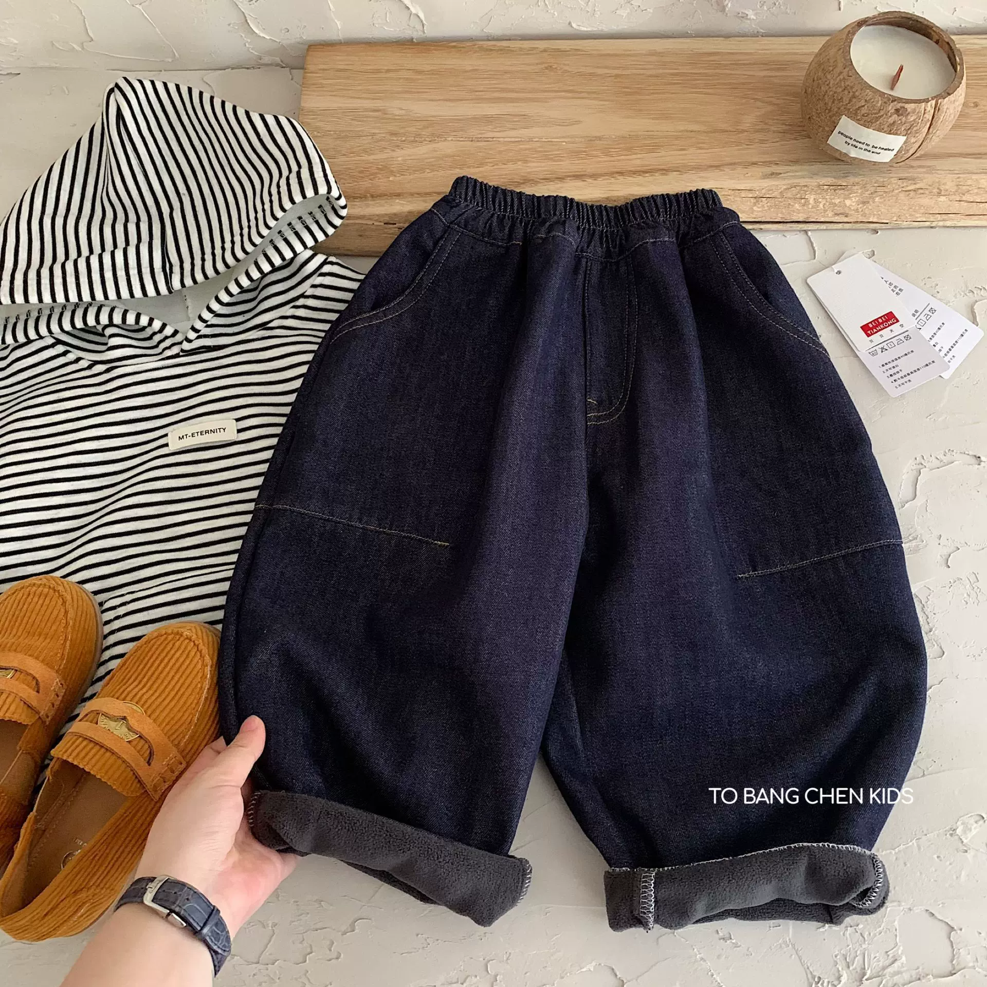 小童痞帅加绒牛仔裤男童2025年秋冬宝宝保暖直筒裤儿童加厚休闲裤