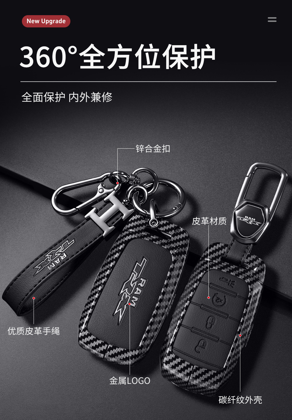 Suitable for Dodge key case Coolway RMA1500 2500 3000 Ram GMC Chrysler car key cover