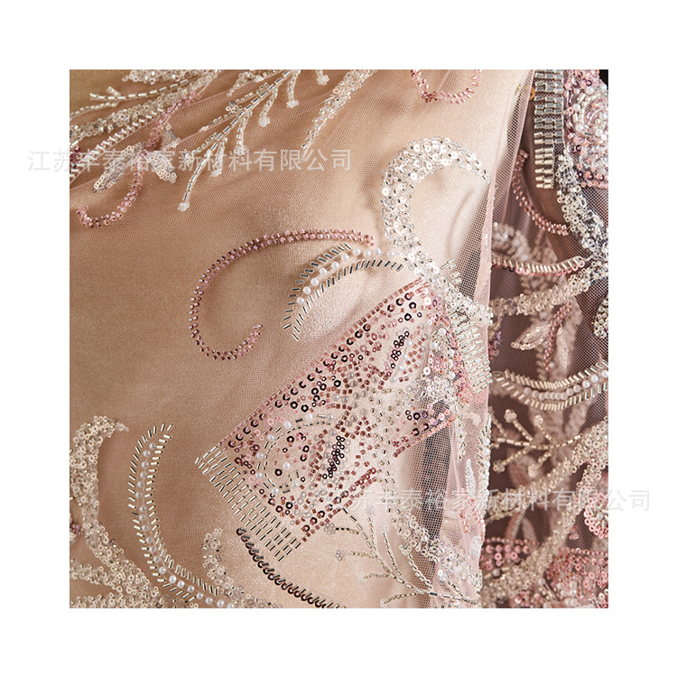 Lujo ligero vestido de boda estilo europeo y americano vestido de malla de pañuelo bordado tela de moda de moda de mujer comercio exterior transfronterizo