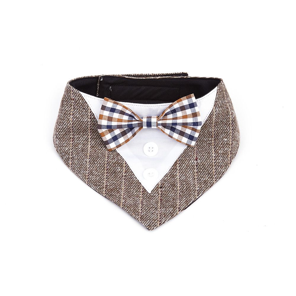 TANPOPO transfronterizo nuevo estilo británico trajes de boda mascotas toallas de saliva velcro toallas bufandas