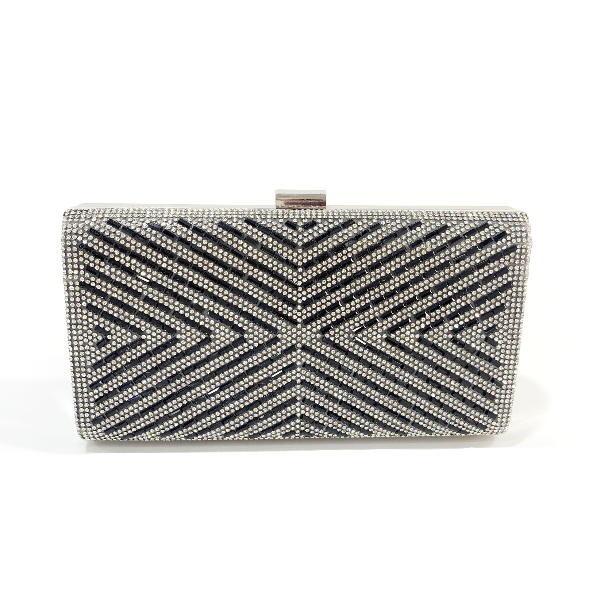 Vintage Style Style Square Shape Small Size Black Gold Silver Pvc Pu Leather Stripe Square Evening Bags