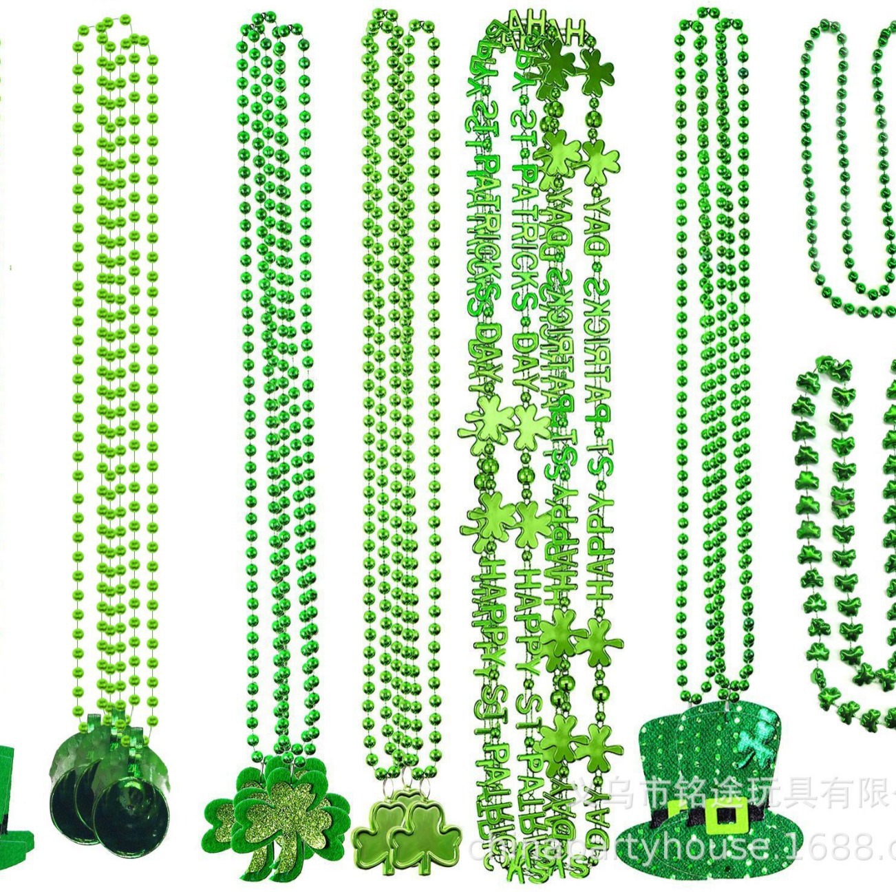 Día de San Patricio irlandés decoraciones trébol Cuentas colgante collar Festival irlandés decoraciones del partido
