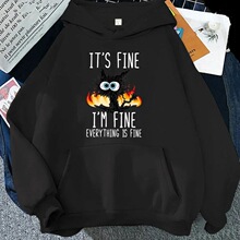 Hot  Cat Its Fine Im Fine Everything Is Fine Printed Women A