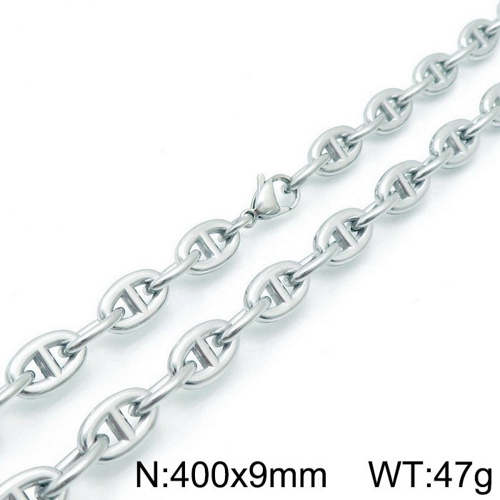 Tarjeta de la rueda de la joyería europea y americana transfronteriza cadena japonesa suéter cadena de moda Oval hebilla abierta collar de Nariz de cerdo pulsera