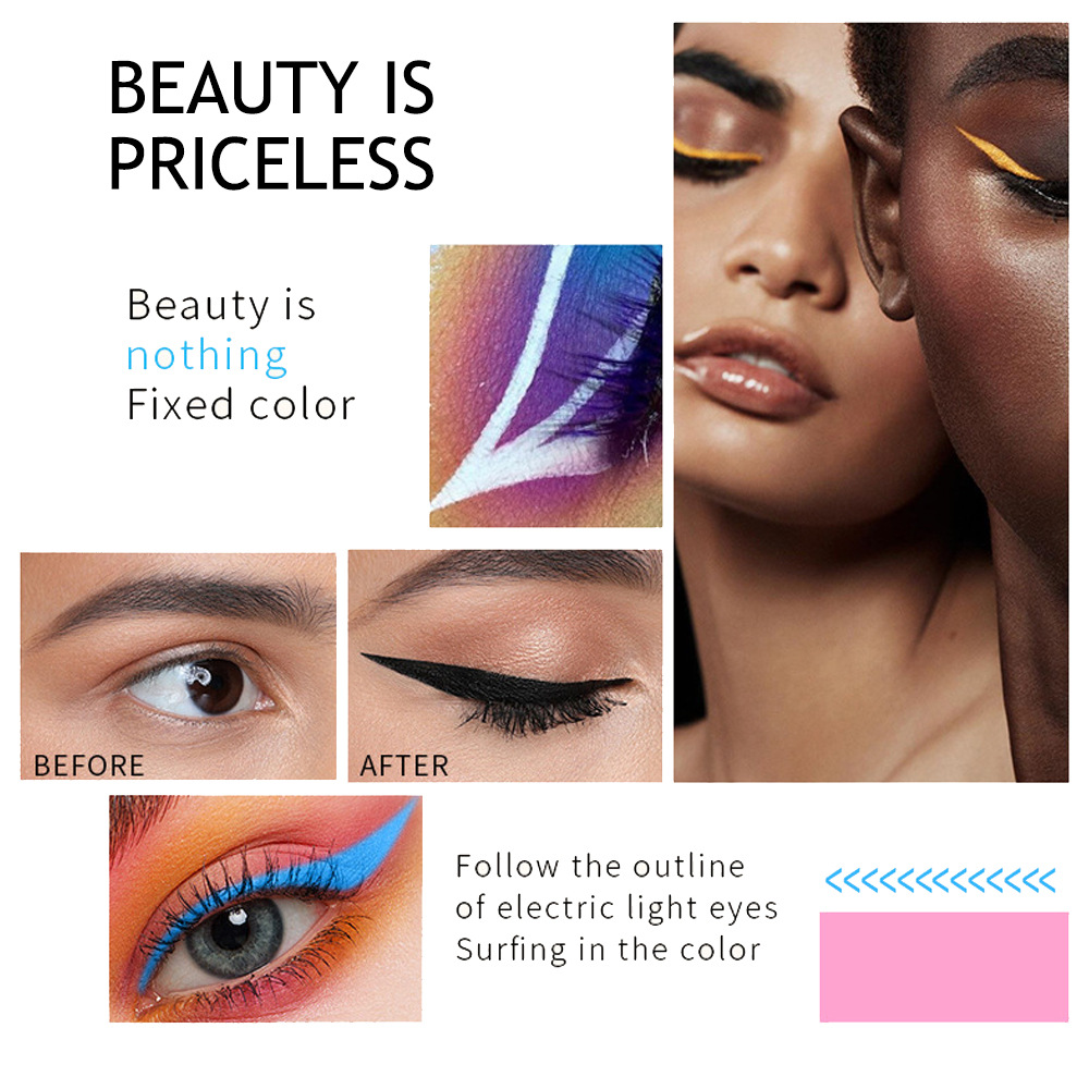 SHCOETY colored eyeliner liquid pen is not prone to smudging, with a matte finish and long-lasting water resistance. It is a cross-border makeup and painting eyeliner pen Specification drawing