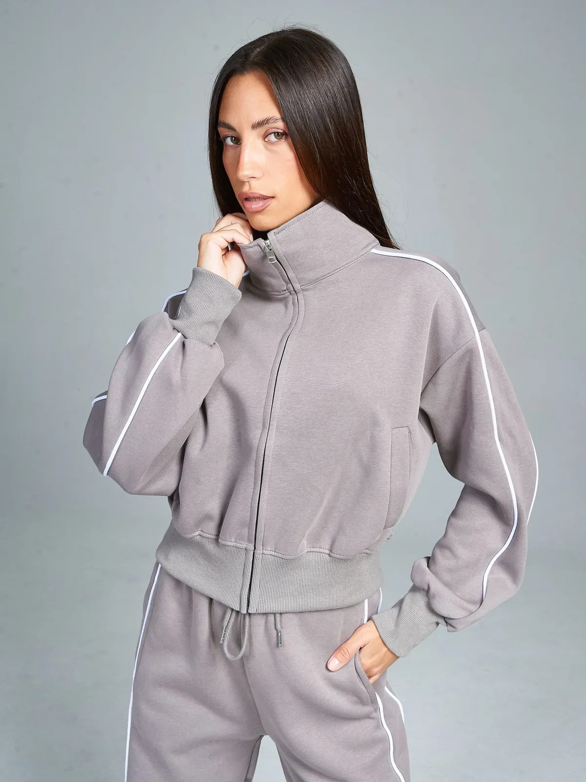 Women's Spring Autumn Sports Leisure Suit Loose Striped Sweatshirt Cardigan Trousers Fashion Pant Set Polyester Full Length_ecoleips.com