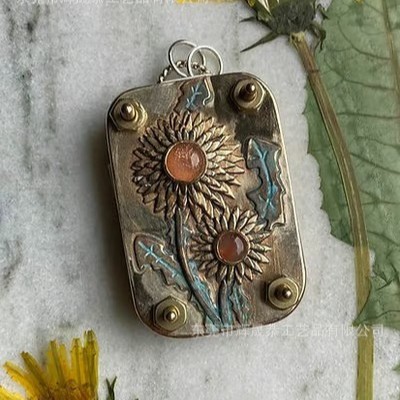 미니어처 꽃 프레스 - 민들레 꽃과 선스톤