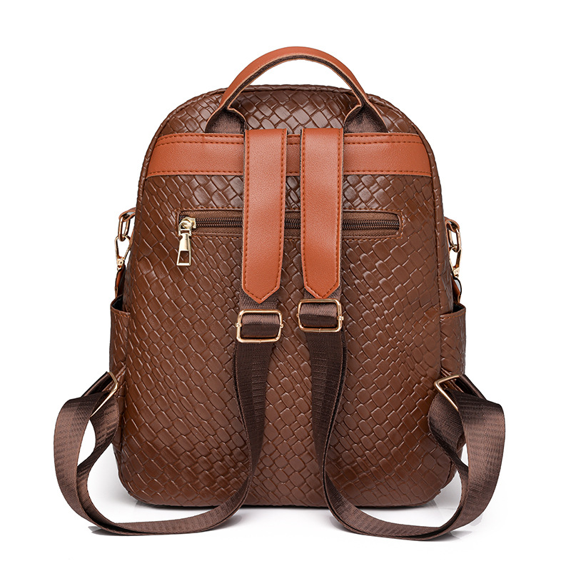 Comercio exterior al por mayor 2024 nueva mochila casual retro para mujer moda tejida viaje urbano mochila de gran capacidad