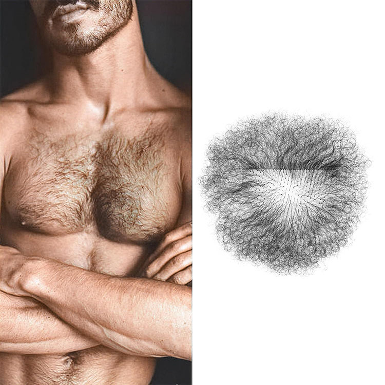 Fake Chest Hair, Body Hair, Increase Hair Volume, Enhance Masculine Appearance, Handmade Full Lace Realistic Fake Chest Hair