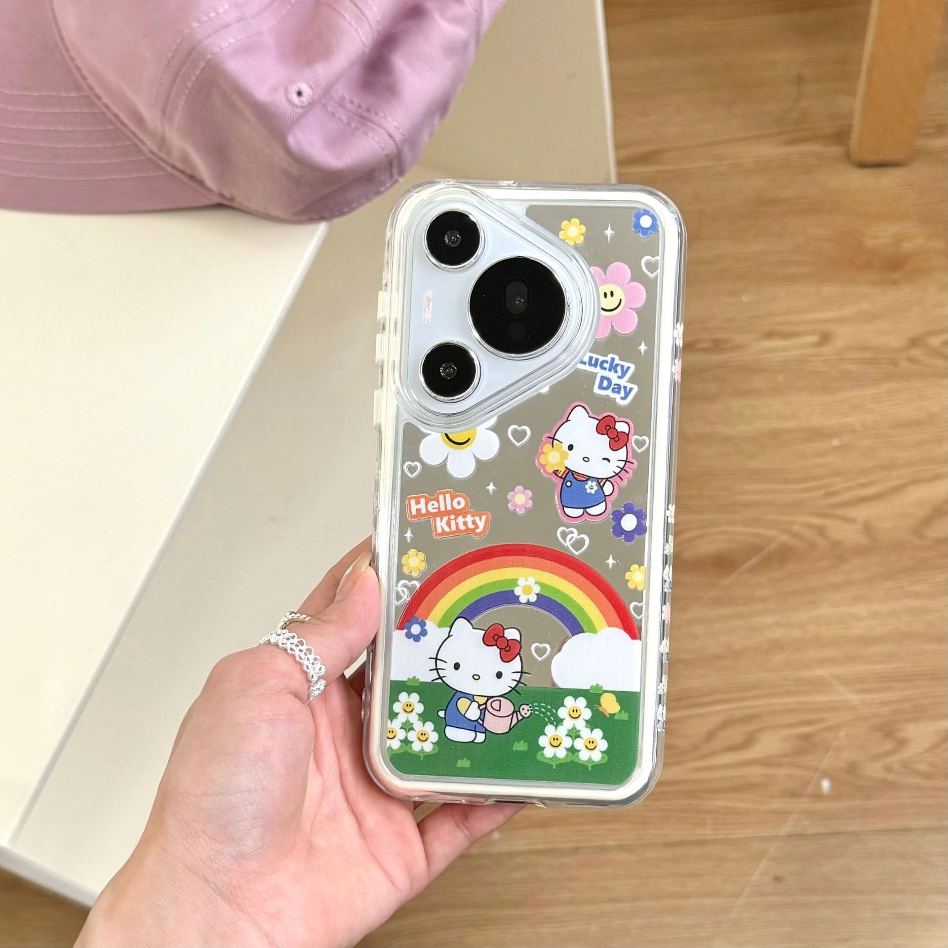 Rainbow Cartoon KT cat para Huawei Pura70Pro funda para teléfono móvil Mate60 espejo 70Pro nuevo P70 hembra 60P